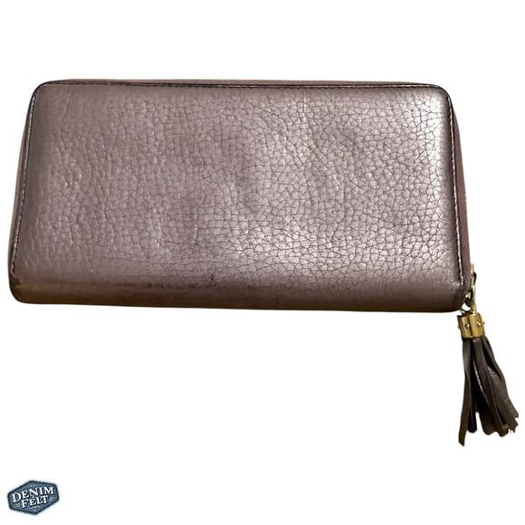 Gucci Purple/Lavender Metallic Soho GG Marmont Zip Around Tassel Long Wallet - Picture 2 of 16
